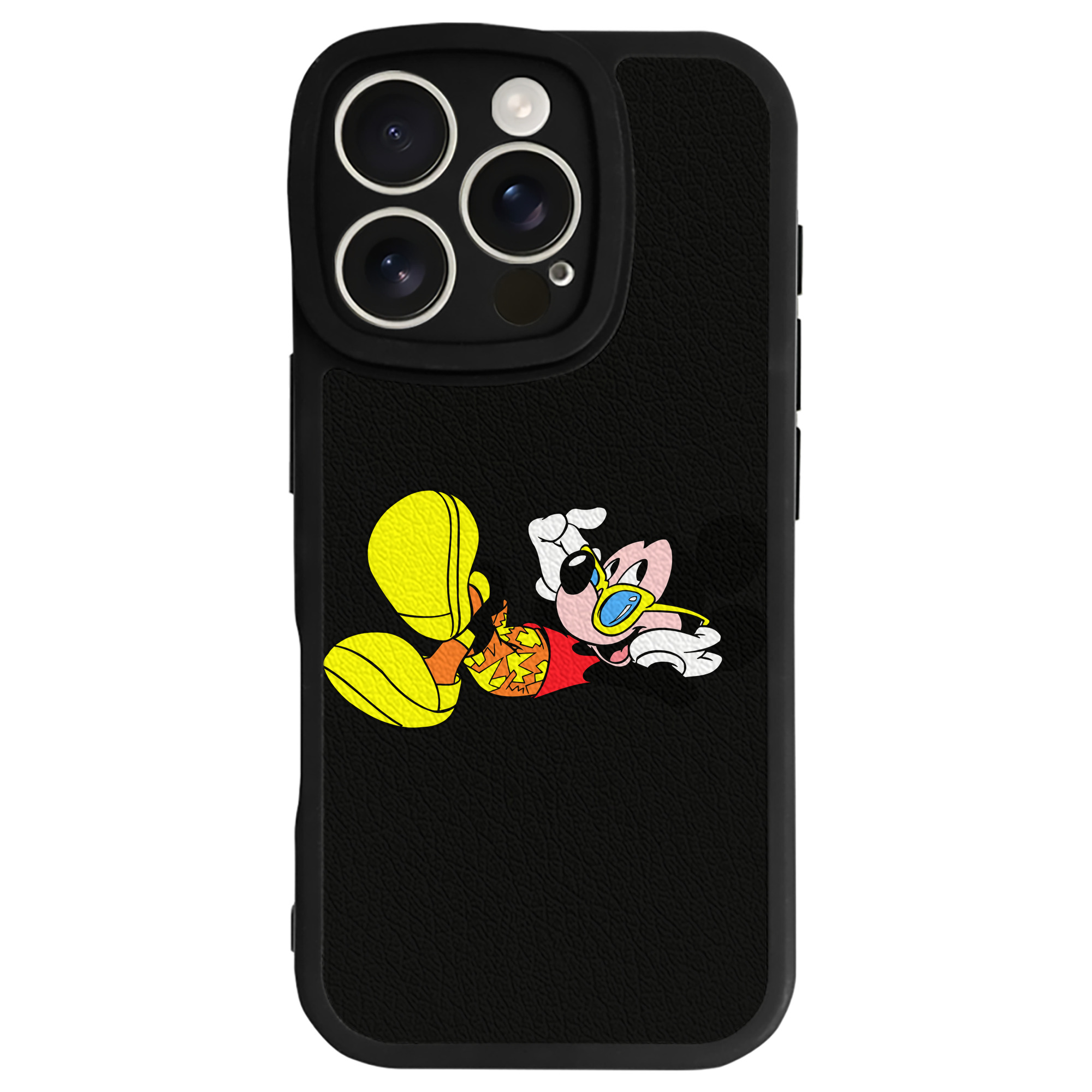 （画像用） ミッキーマウス Mickey Mouse 【iPhone 16シリーズ対応】シリコンスマホケース（レザー調） 材質：シリコン